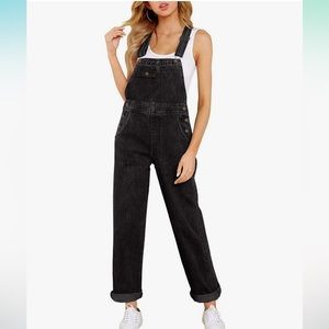 Womens Overalls Denim Stretch Straight Leg Regular Fit Jean Adjustable Straps